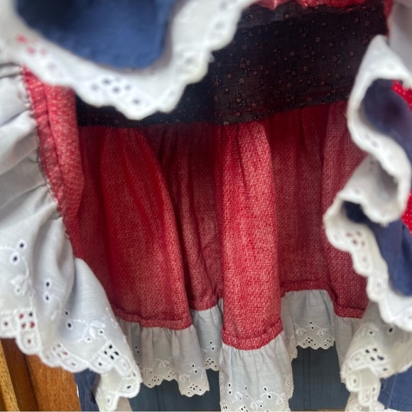 VTG Ruffled Prairie Maxi Skirt Calico Floral Texas Star Line Dancing Rodeo Med - Picture 5 of 12